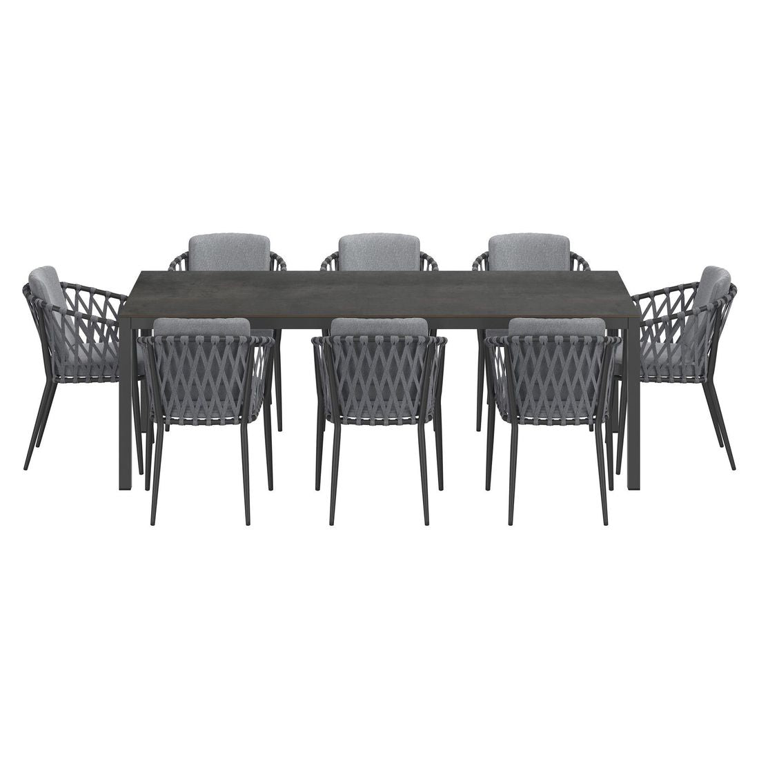 Hagemøbelsett Cairns 8 plasser aluminium HPL montert i hage
