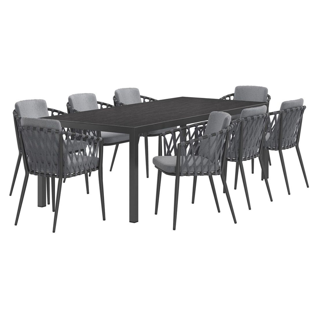 Hagemøbelsett Cairns 8 plasser aluminium/Dekton sett bakside