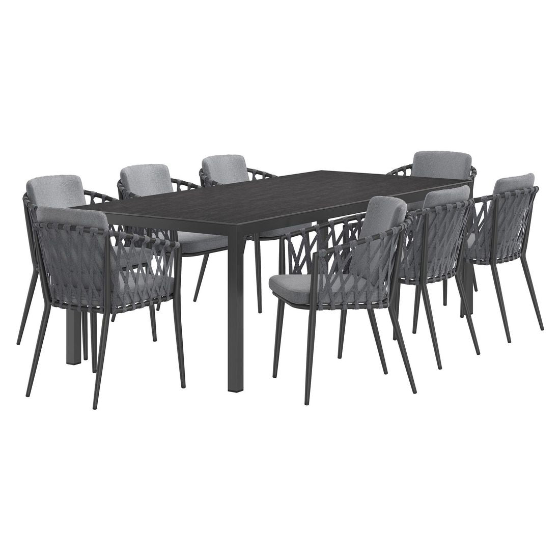 Hagemøbelsett Cairns 8 plasser aluminium/Dekton sett bakside