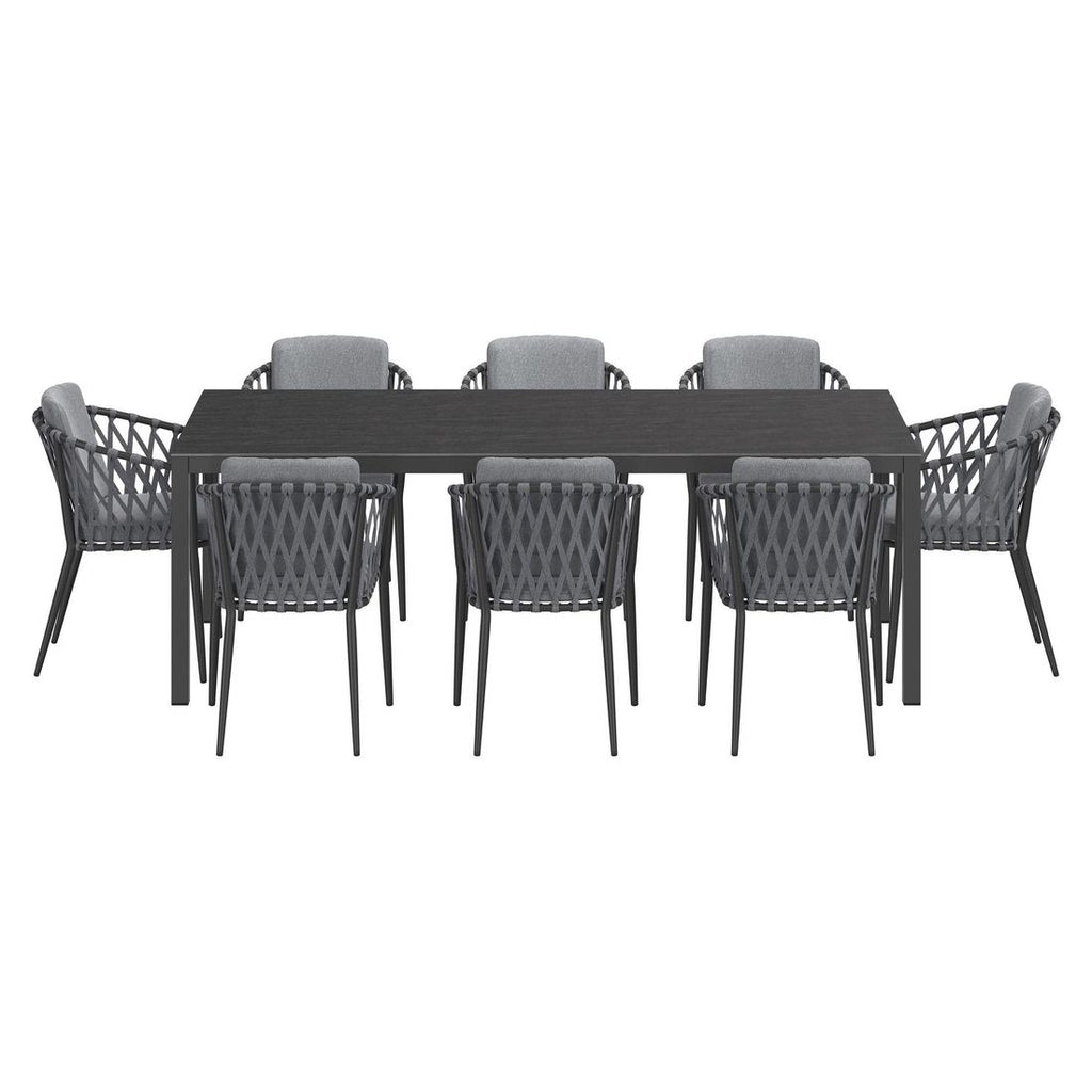 Hagemøbelsett Cairns 8 plasser aluminium/Dekton montert på terrasse