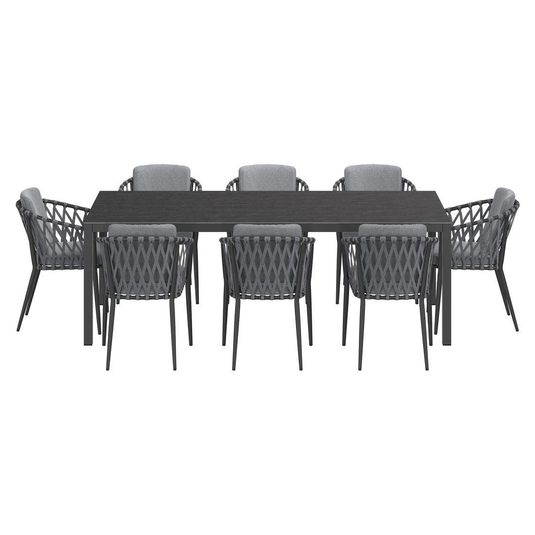 Hagemøbelsett Cairns 8 plasser aluminium/Dekton montert på terrasse
