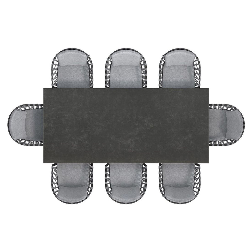 Hagemøbelsett Cairns 8 plasser aluminium/glasskeramikk detalj av stolpolstring