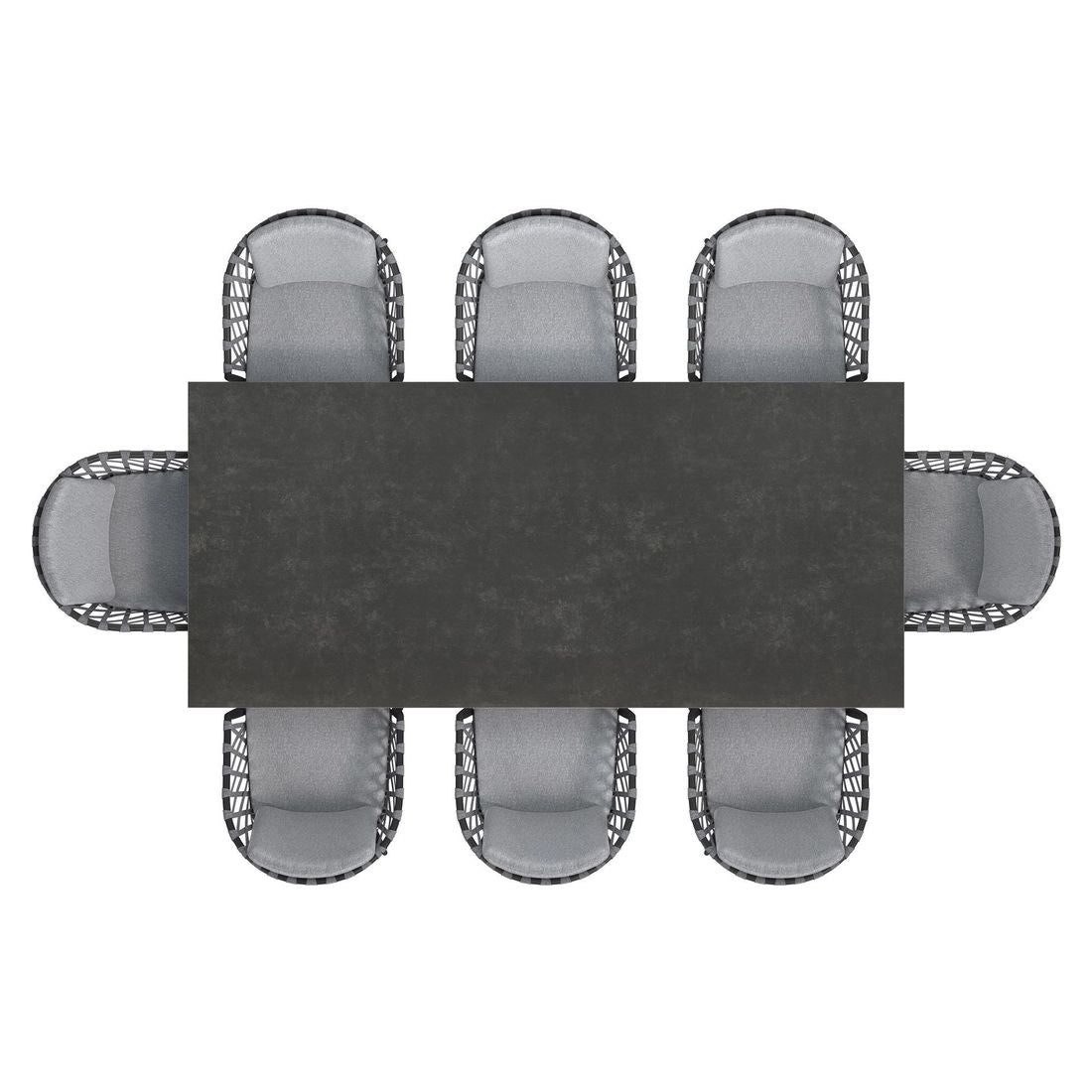 Hagemøbelsett Cairns 8 plasser aluminium/glasskeramikk detalj av stolpolstring