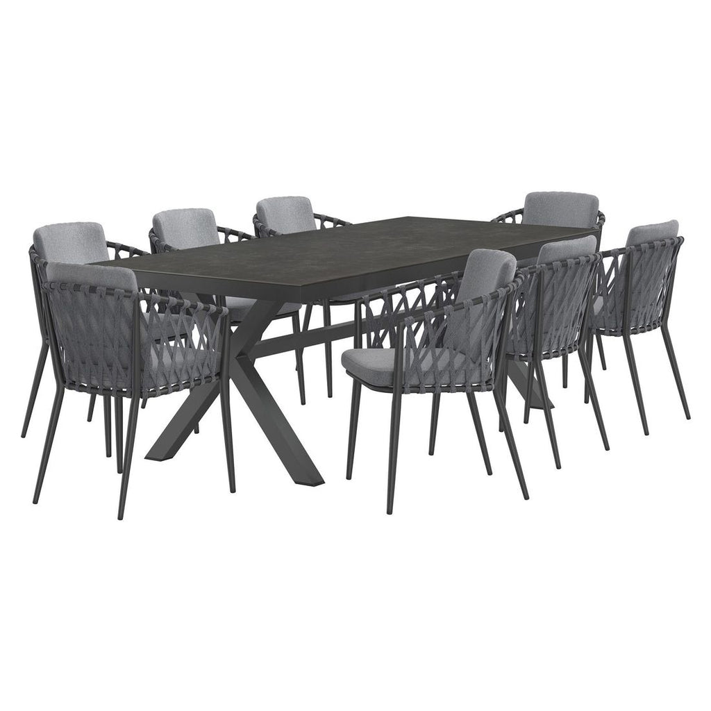 Hagemøbelsett Cairns 8 plasser aluminium/keramikk bakside