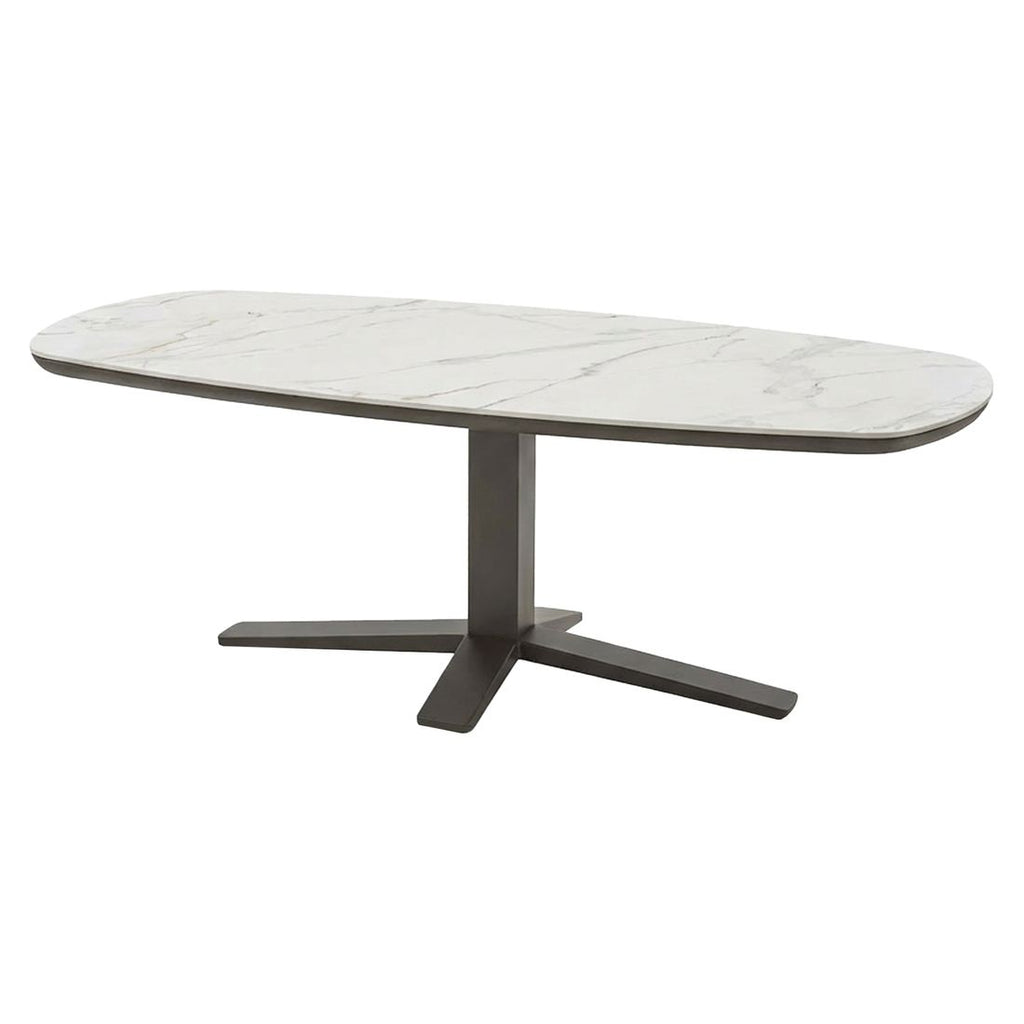 Nærbilde av bordplate i Sinterstone på Hagemøbelsett Camp Bay 220x110cm rustfritt stål Apple Bee