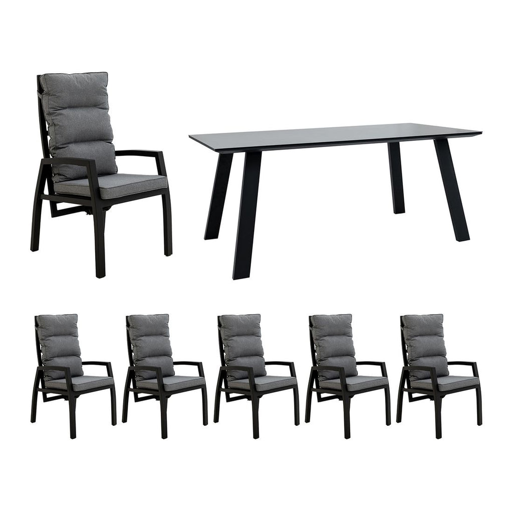 Hagemøbelsett Canberra 6 plasser aluminium 180x90 cm - OUTLIV bakside