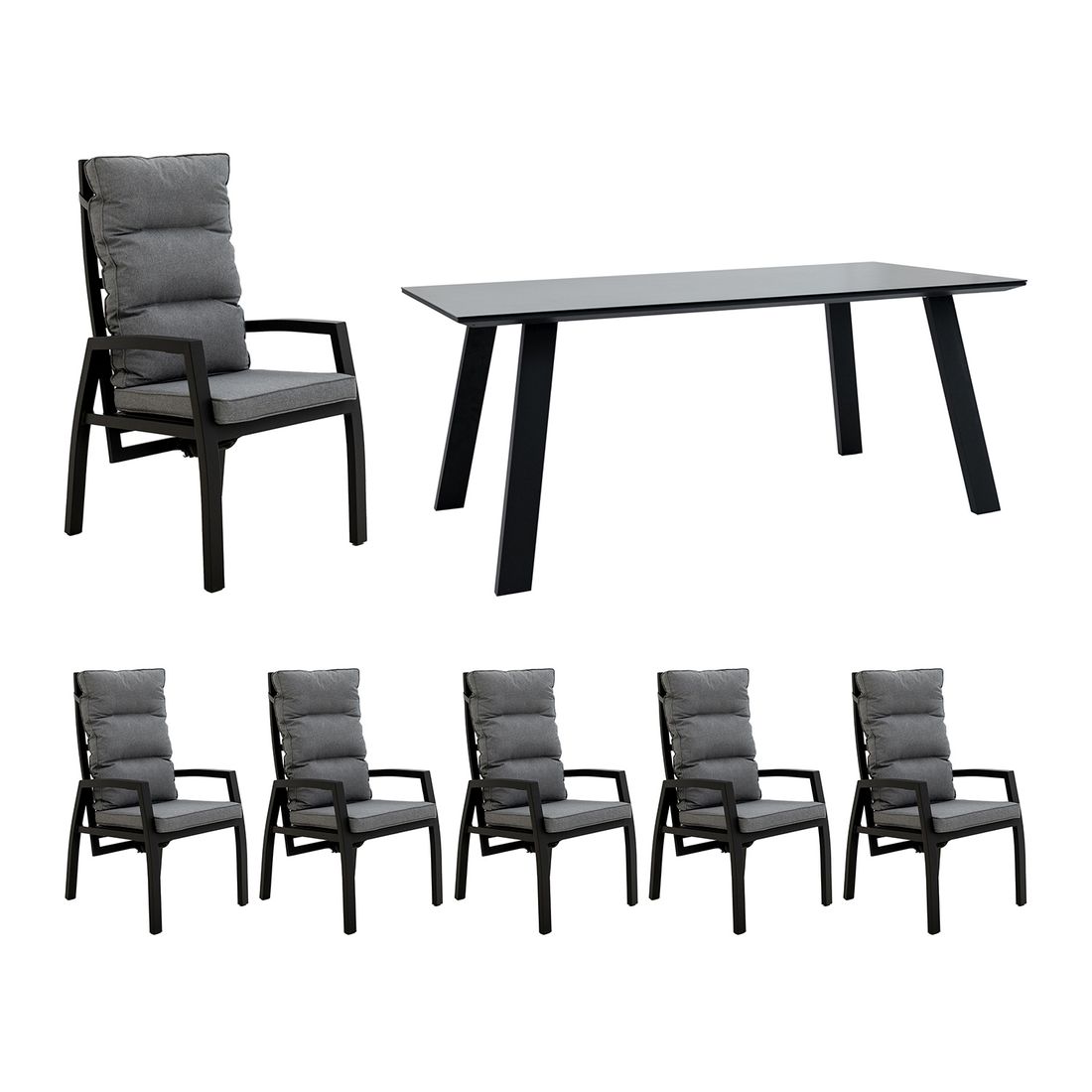 Hagemøbelsett Canberra 6 plasser aluminium 180x90 cm - OUTLIV bakside