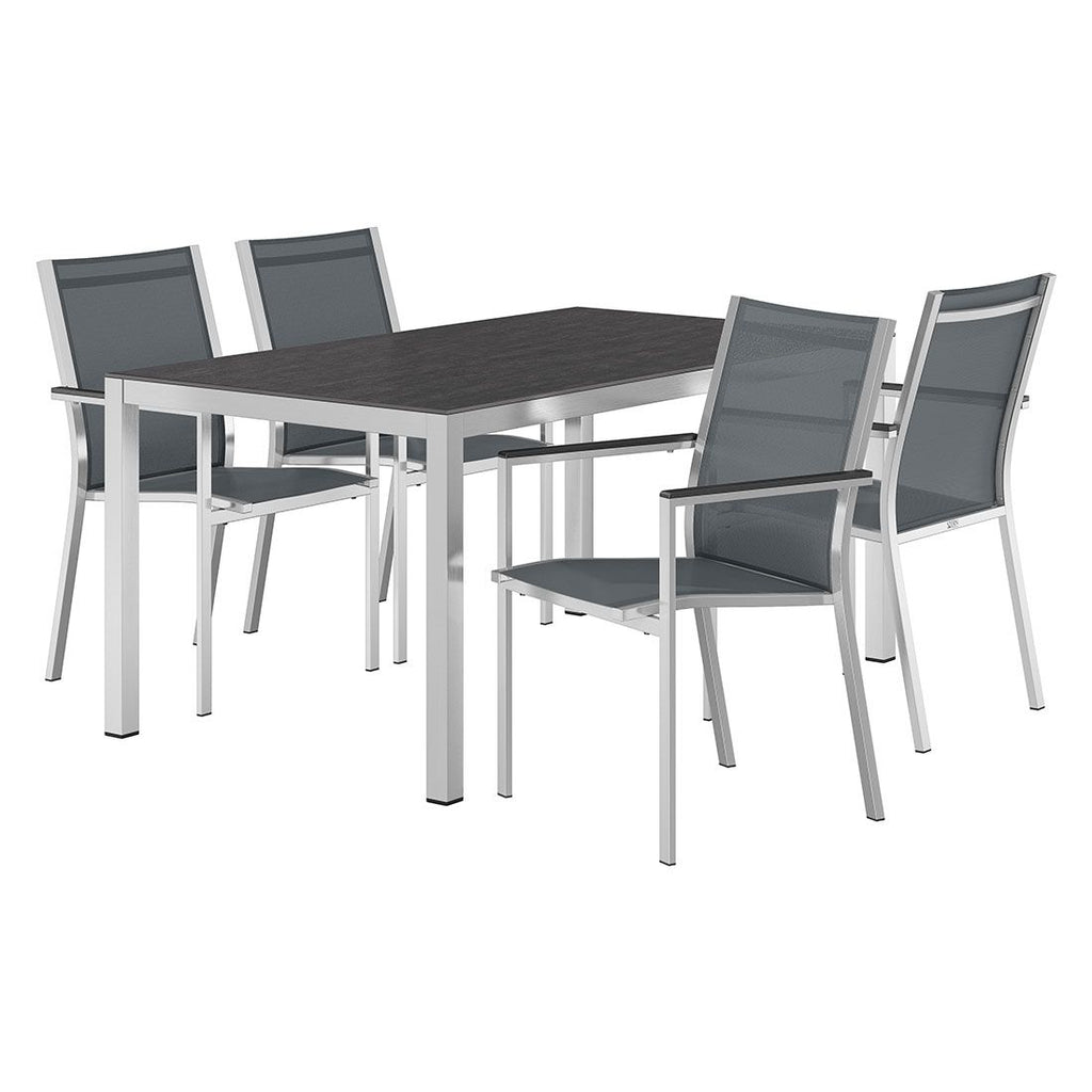 Hagemøbelsett Cardiff 4 plasser rustfritt stål keramikk 160x90 cm bakside