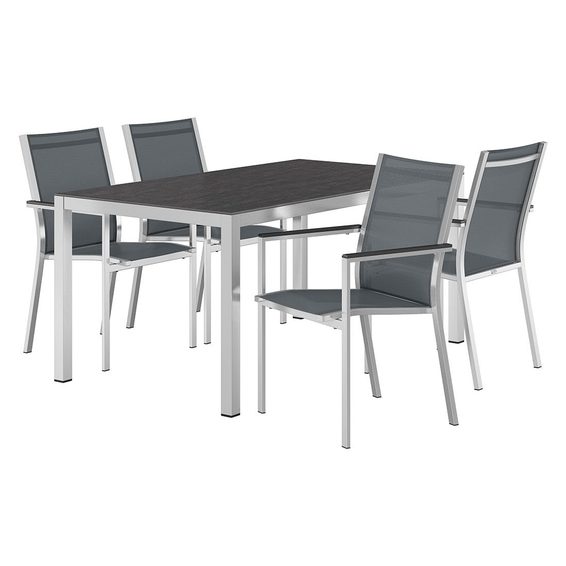 Hagemøbelsett Cardiff 4 plasser rustfritt stål keramikk 160x90 cm bakside