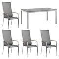 Hagemøbelsett Cardiff 4 plasser rustfritt stål HPL 160x90 cm forfra