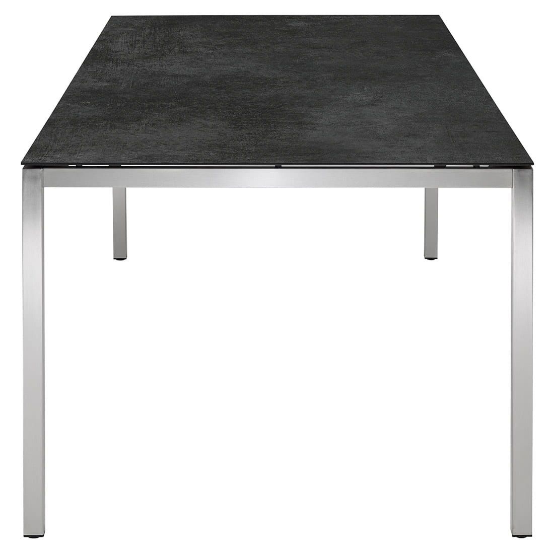 Hagemøbelsett Cardiff 4 plasser rustfritt stål keramikk 140x80 cm montert på terrasse