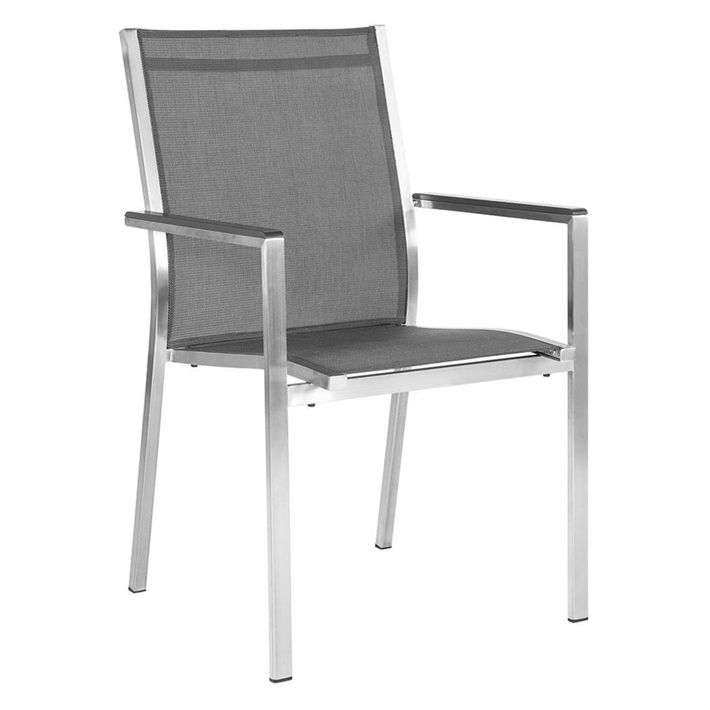 Nærbilde av tekstilene sete på Hagemøbelsett Cardiff 4 plasser rustfritt stål keramikk 140x80 cm