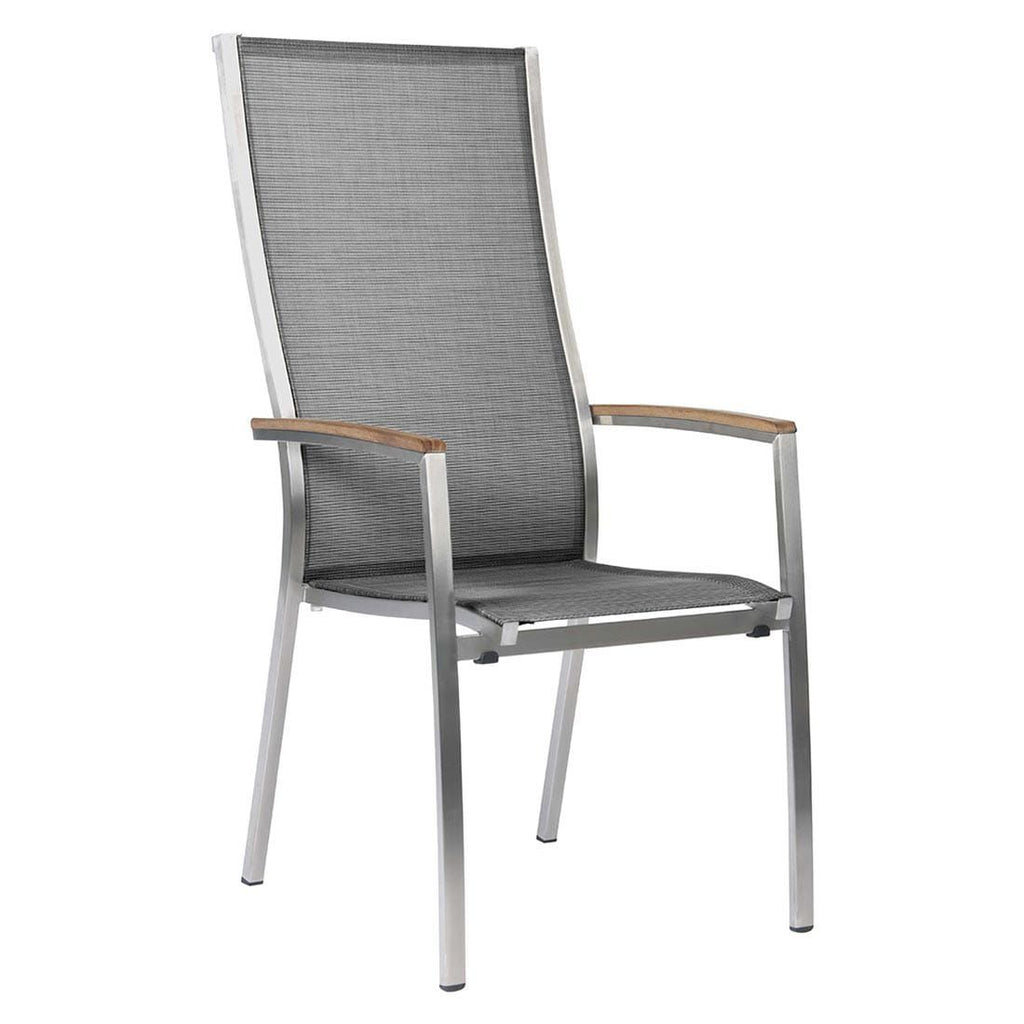 Sideprofil av Hagemøbelsett Cardiff 4 plasser rustfritt stål HPL 160x90 cm