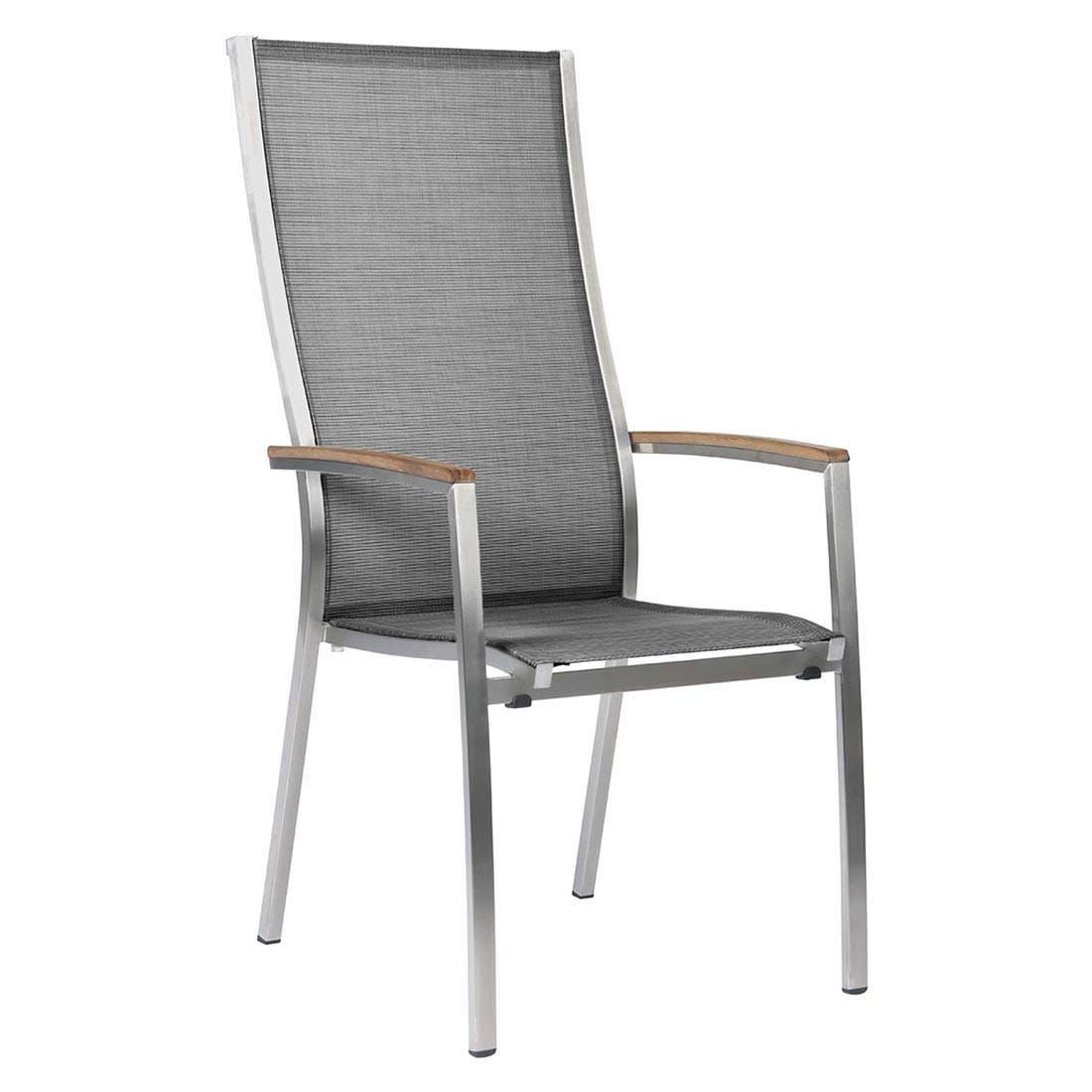 Sideprofil av Hagemøbelsett Cardiff 4 plasser rustfritt stål HPL 160x90 cm