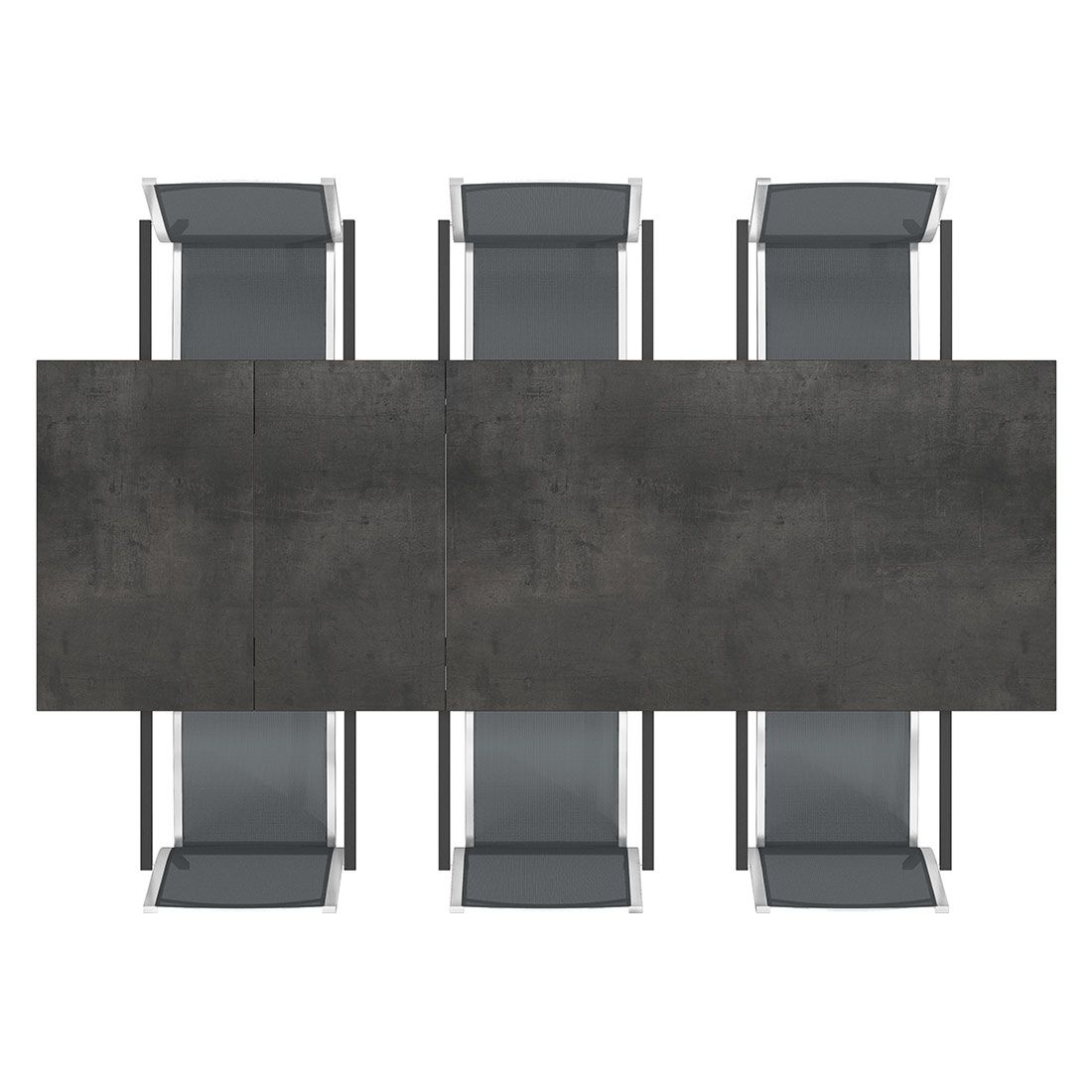 Hagemøbelsett Cardiff 6 plasser, rustfritt stål/HPL 160-267cm - Stern