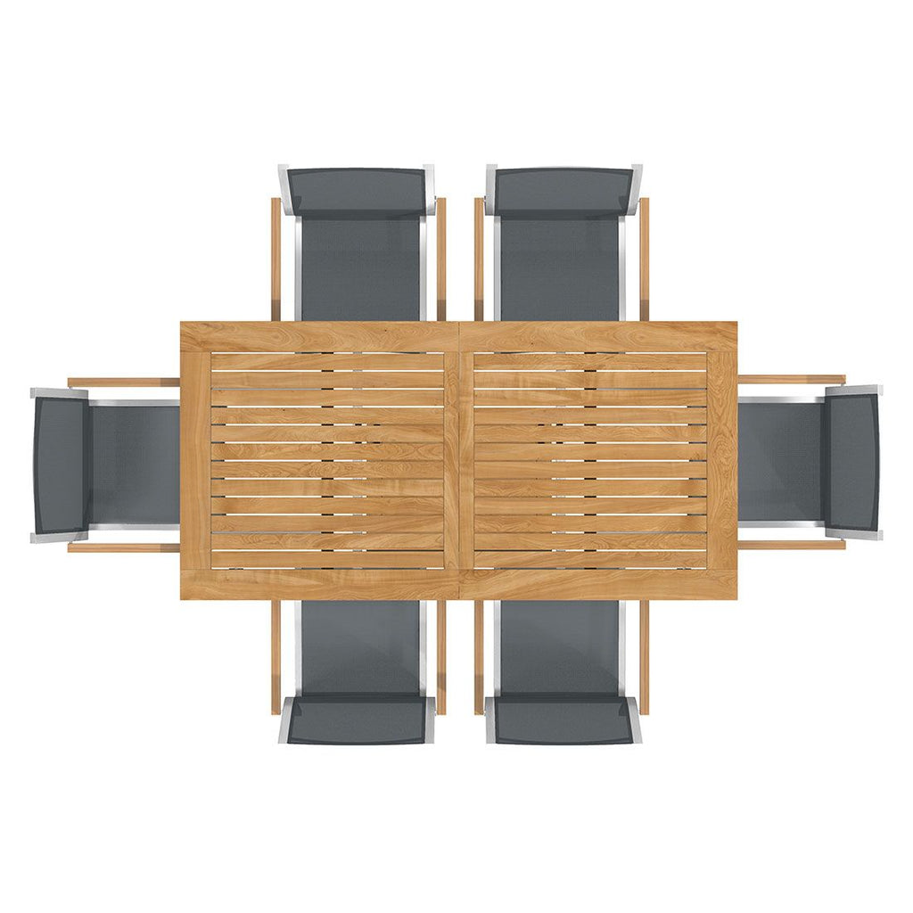 Hagemøbelsett Cardiff 6 plasser rustfritt stål/teak 180/240x90 cm - Stern