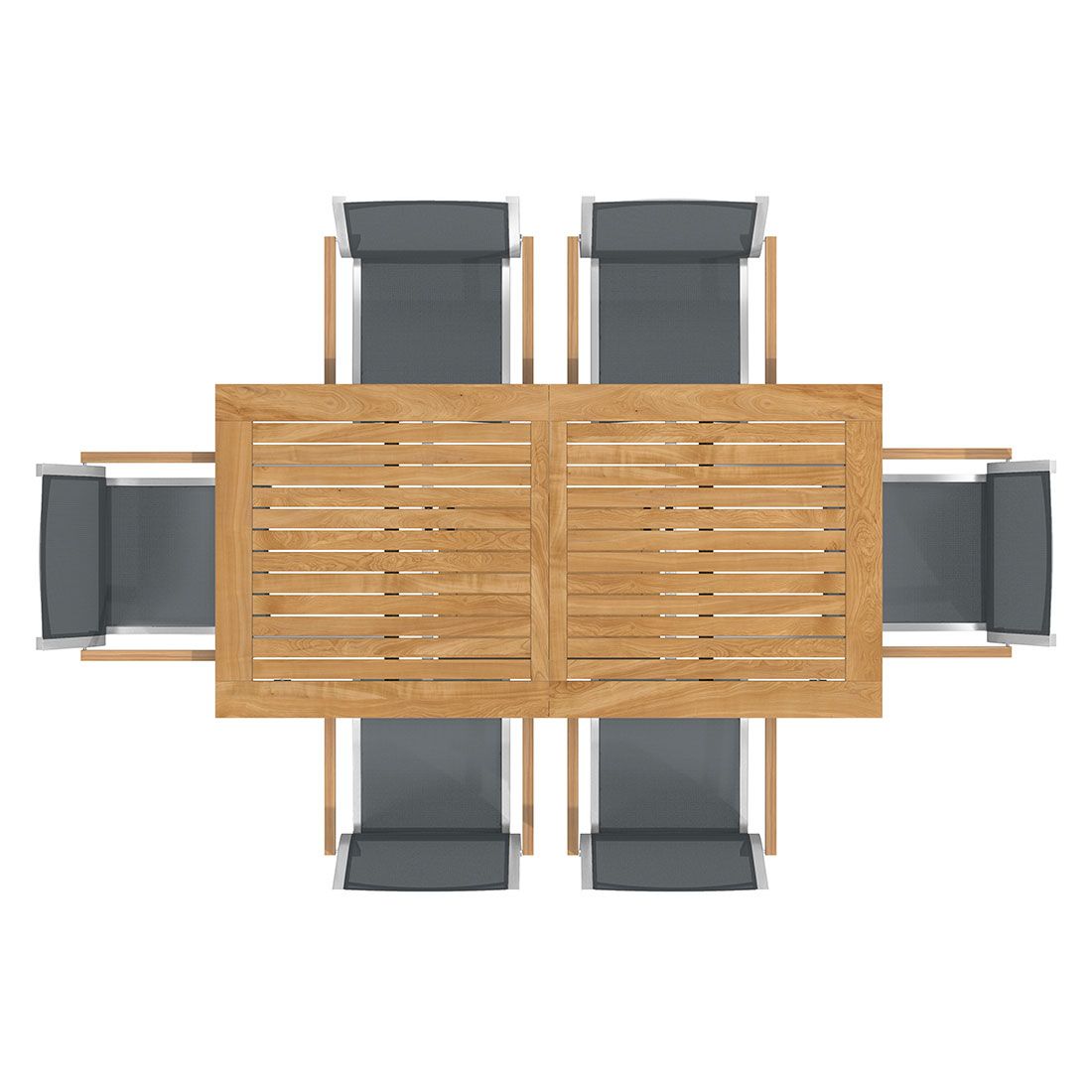 Hagemøbelsett Cardiff 6 plasser rustfritt stål/teak 180/240x90 cm - Stern