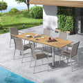 Hagemøbelsett Cardiff 6 plasser rustfritt stål teak taupe front