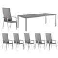 Hagemøbelsett Cardiff 6 plasser textilen HPL-bord 220x100 cm forfra