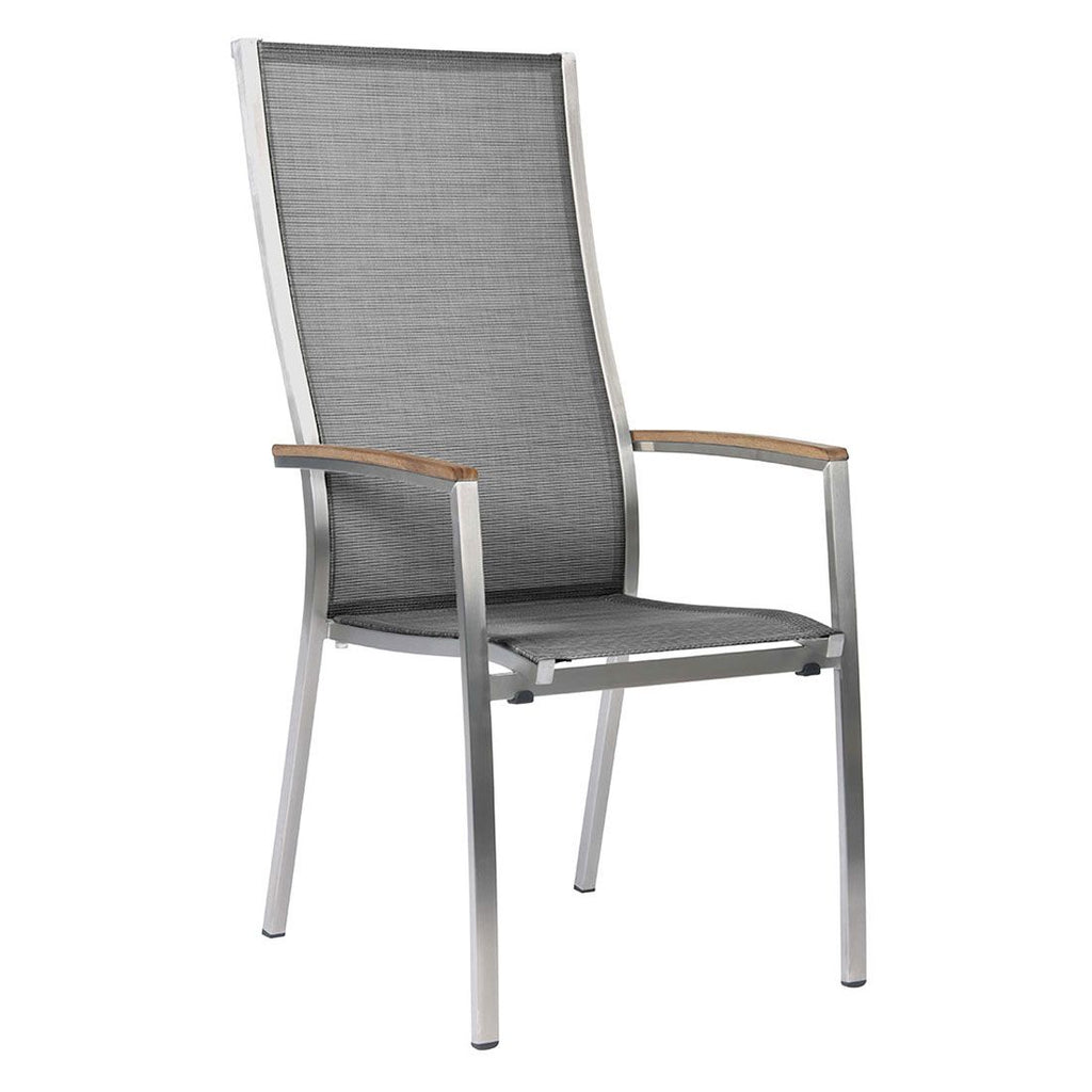 Hagemøbelsett Cardiff 6 plasser textilen HPL-bord 220x100 cm bakside