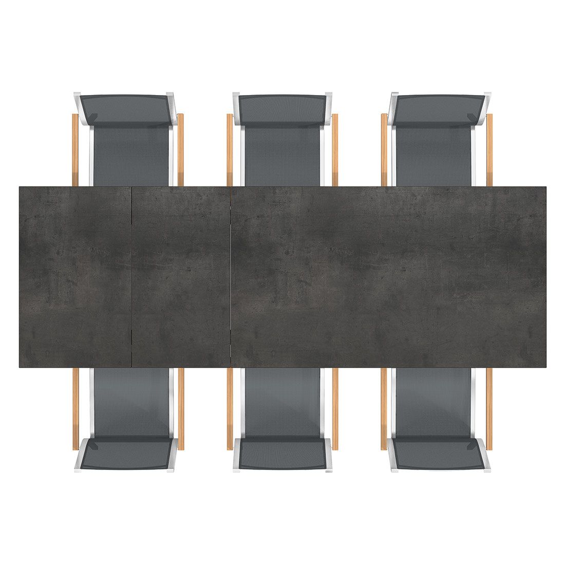 Hagemøbelsett Cardiff 6 plasser uttrekkbart HPL 160-267x91 cm - Stern