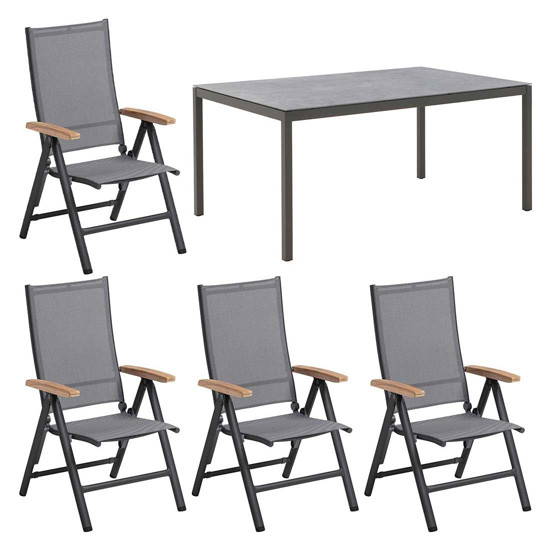Hagemøbelsett Cirrus 4 plasser aluminium forfra