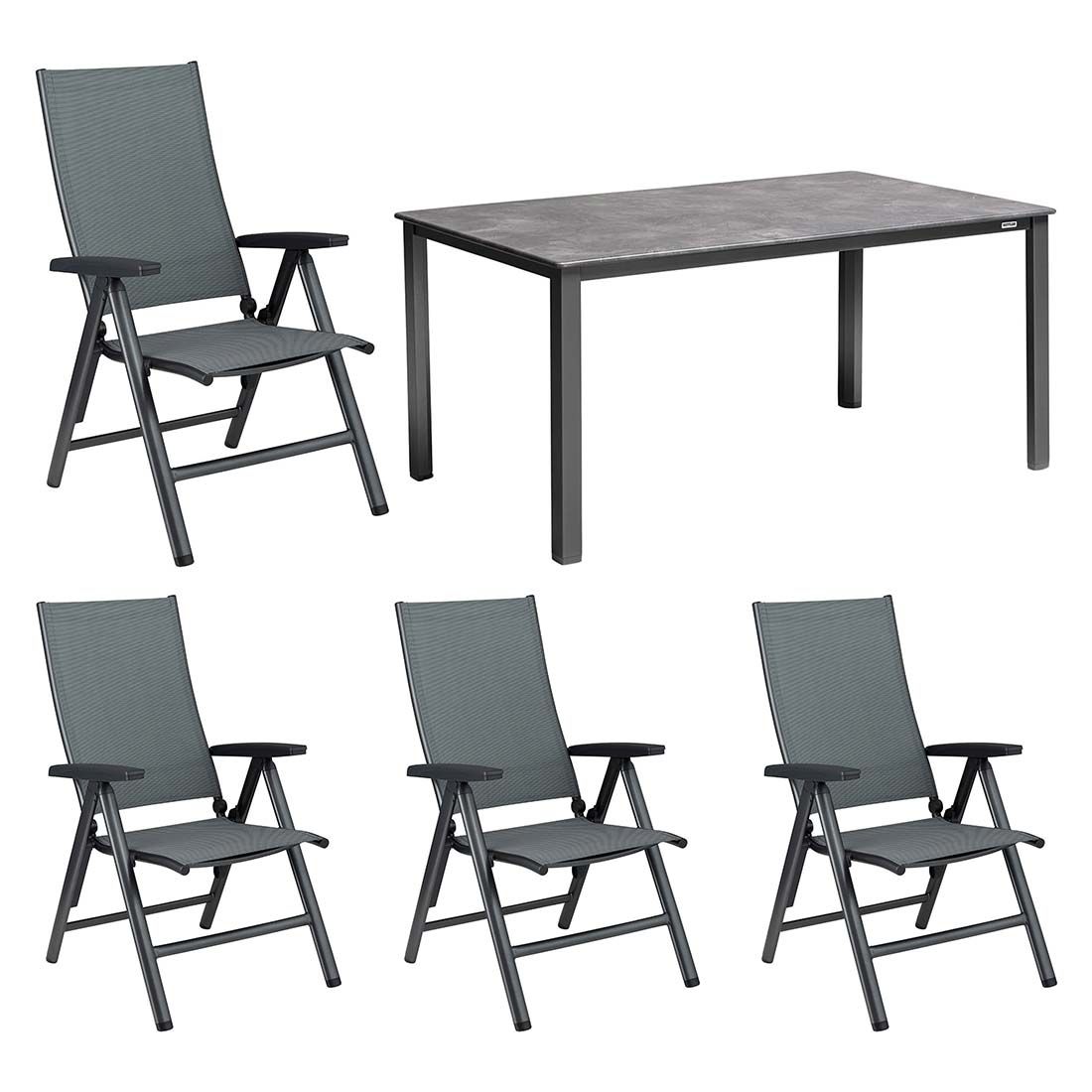 Hagemøbelsett Cirrus 4 plasser aluminium 160x90 cm forfra