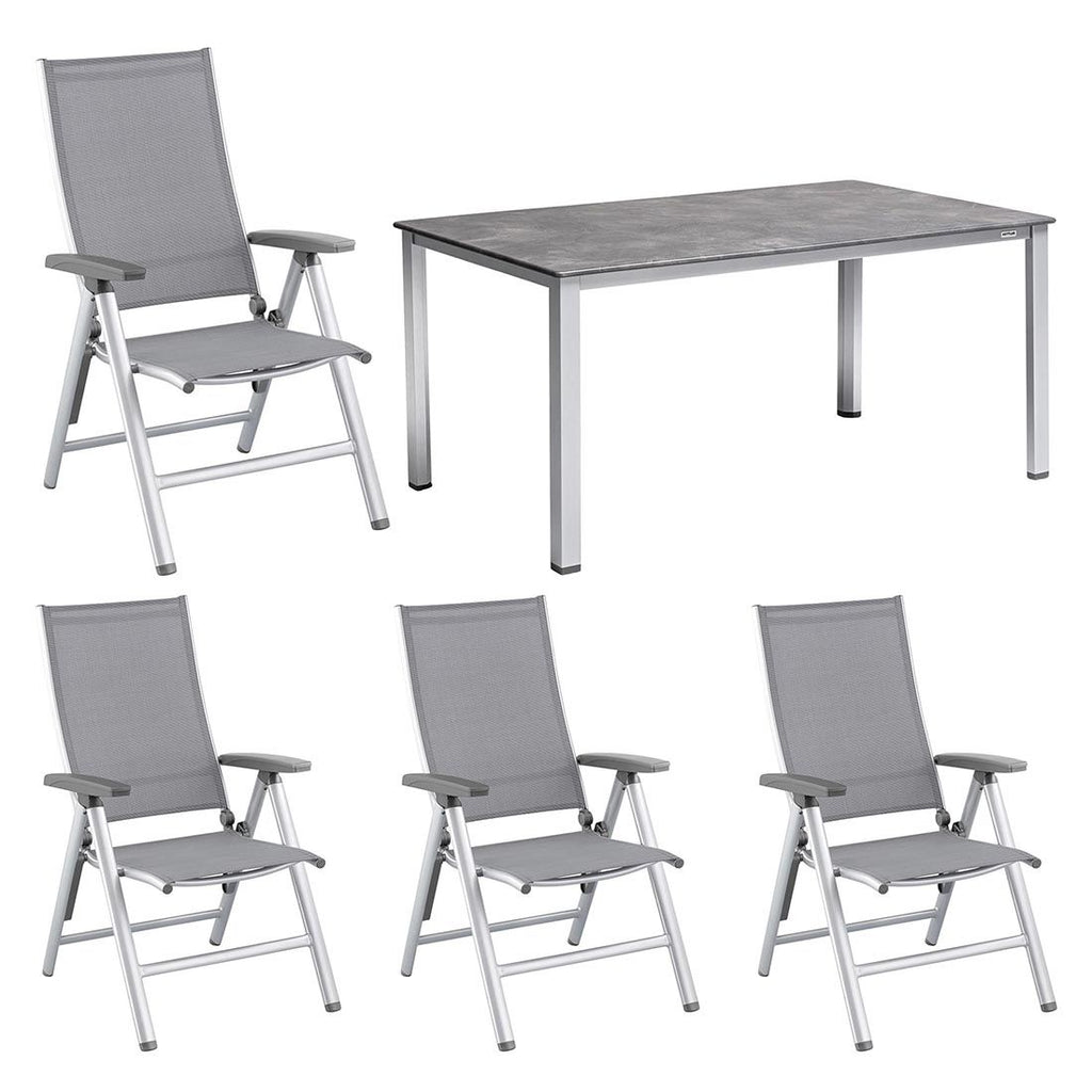 Hagemøbelsett Cirrus 4 plasser aluminium sølv forfra