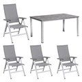 Hagemøbelsett Cirrus 4 plasser aluminium sølv forfra