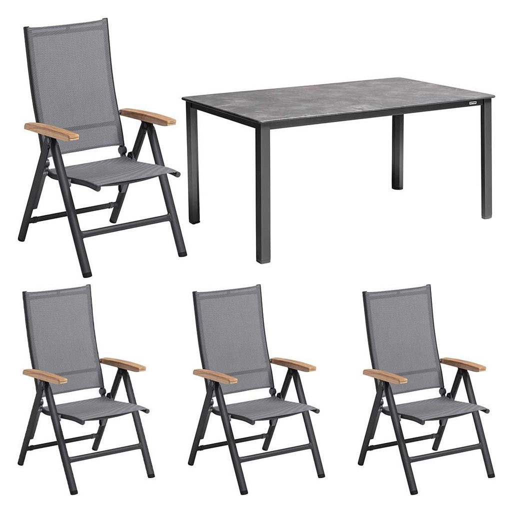 Hagemøbelsett Cirrus 4 plasser aluminium/teak forfra