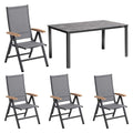 Hagemøbelsett Cirrus 4 plasser aluminium/teak forfra