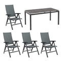 Hagemøbelsett Cirrus 4 plasser aluminium textilen 160x90 cm forfra