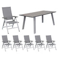 Hagemøbelsett Cirrus 6 plasser aluminium 180x90 cm forfra