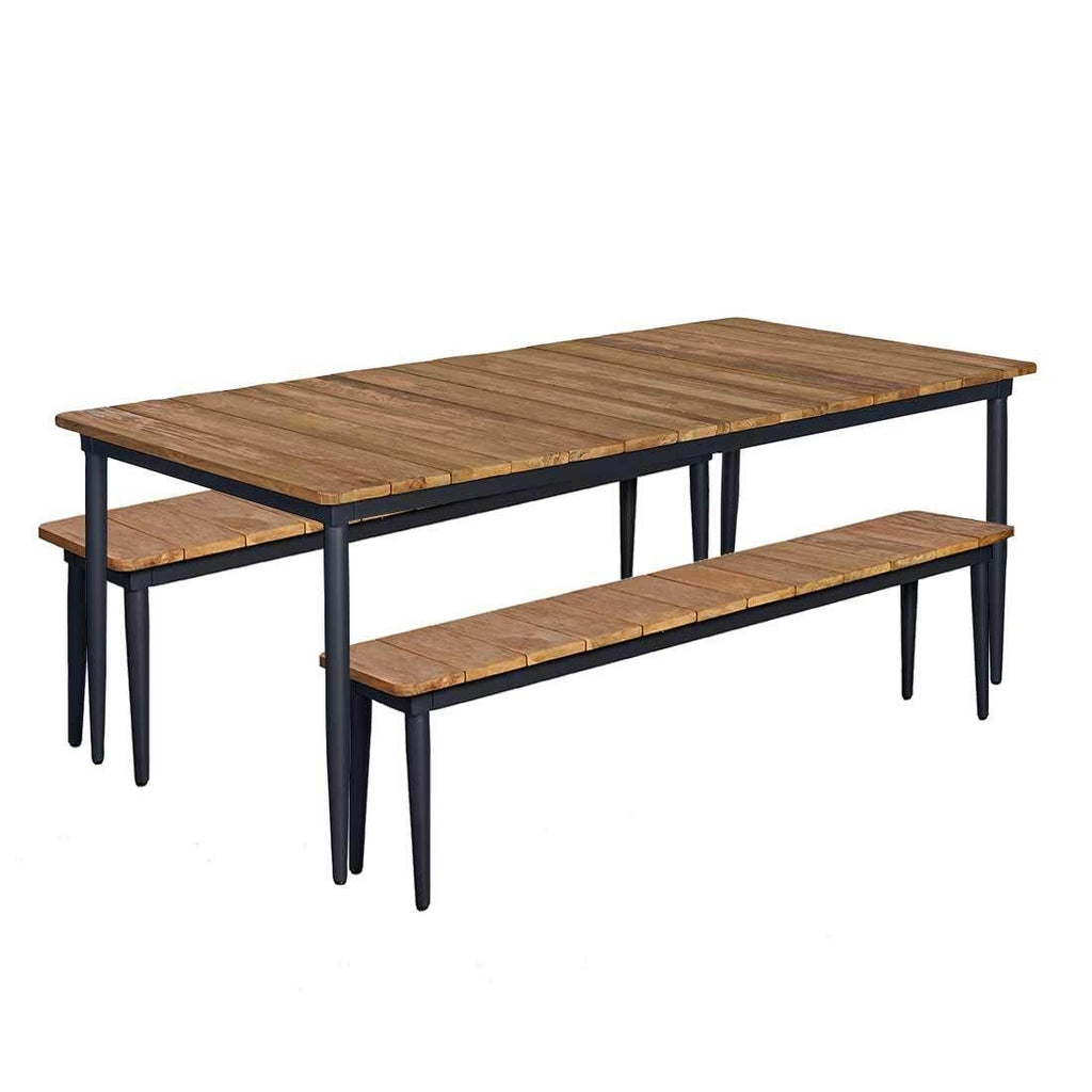 Hagemøbelsett Clark 6 plasser aluminium teak bakside
