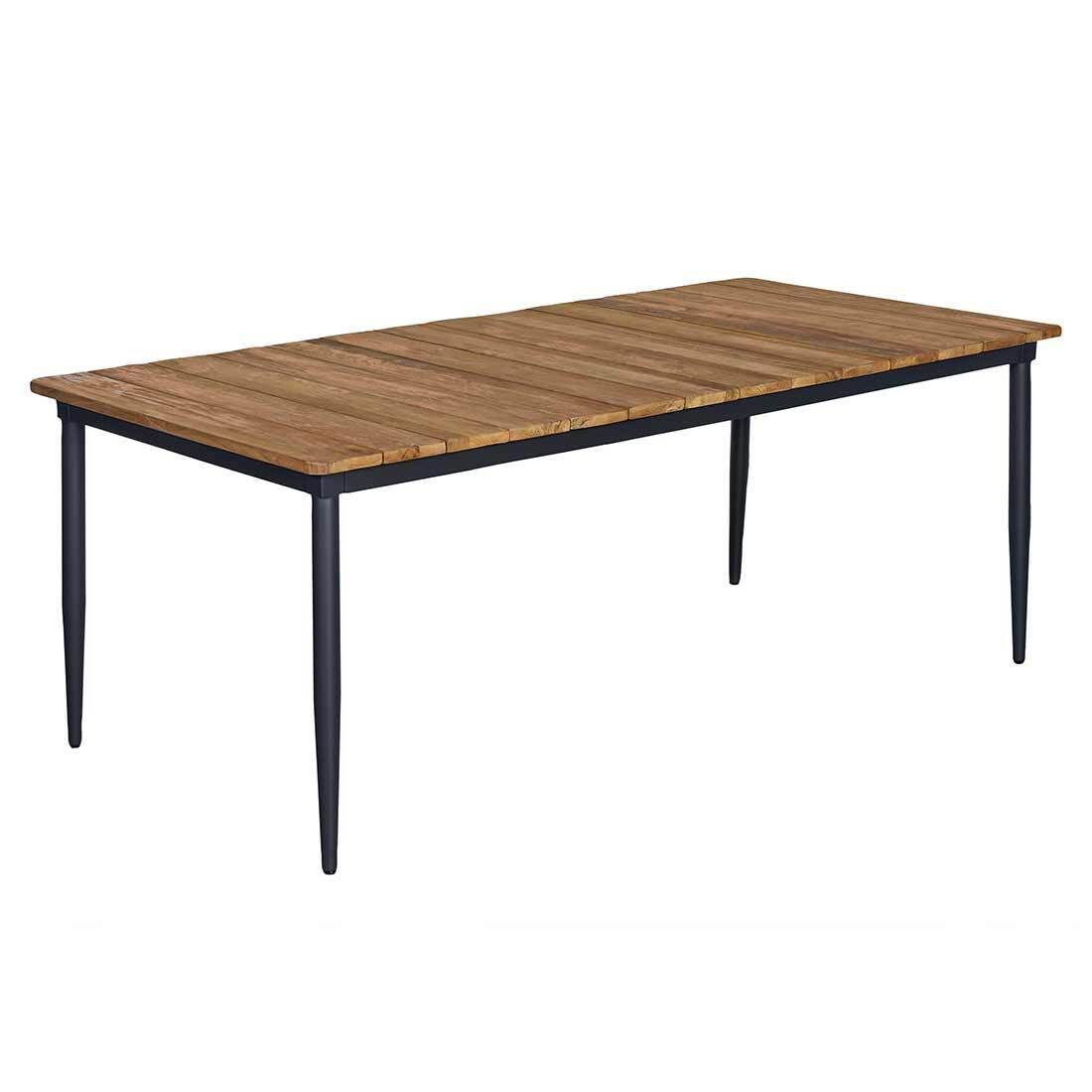 Hagemøbelsett Clark 6 plasser aluminium teak detalj av bordplate