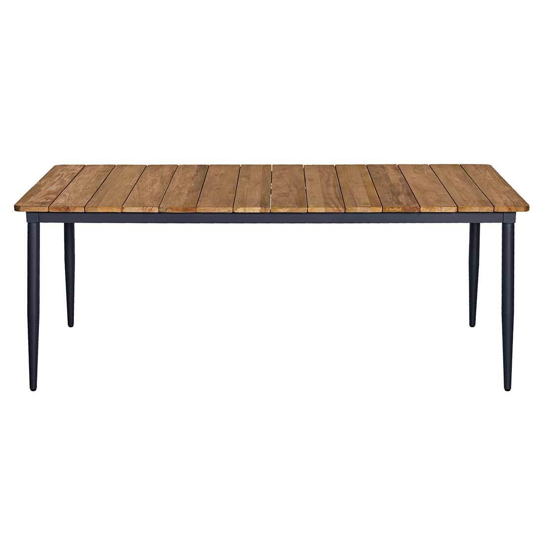 Hagemøbelsett Clark 6 plasser aluminium teak montert på terrasse