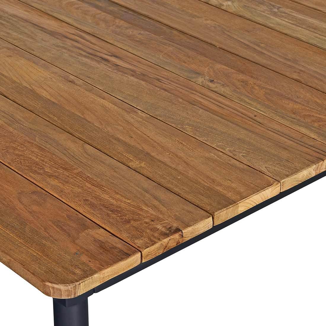 Hagemøbelsett Clark 6 plasser aluminium teak detalj av teak sitteflate