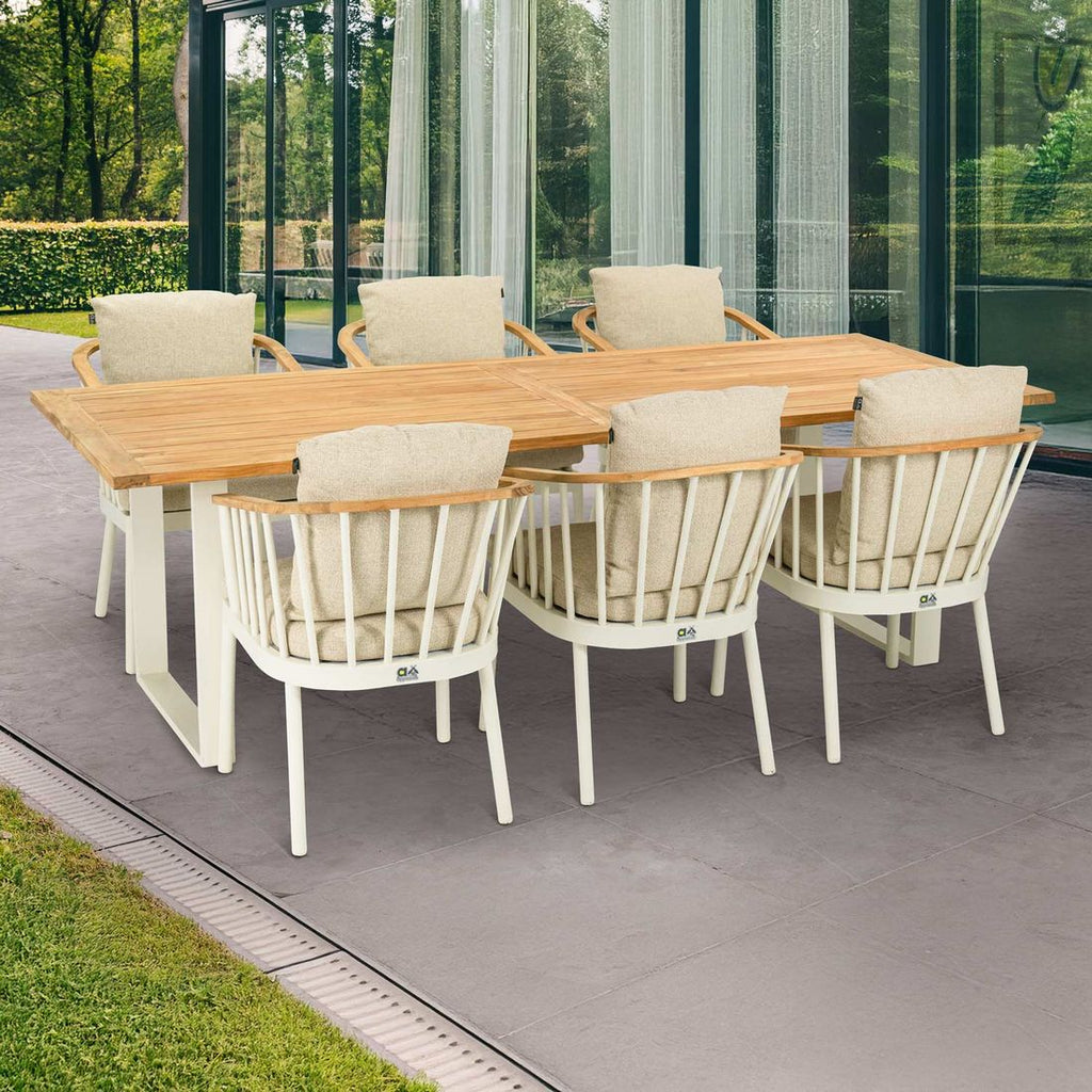 Hagemøbelsett Condor 6 plasser teak aluminium bakside