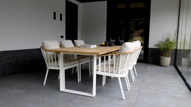 Hagemøbelsett Condor 6 plasser teak aluminium forfra