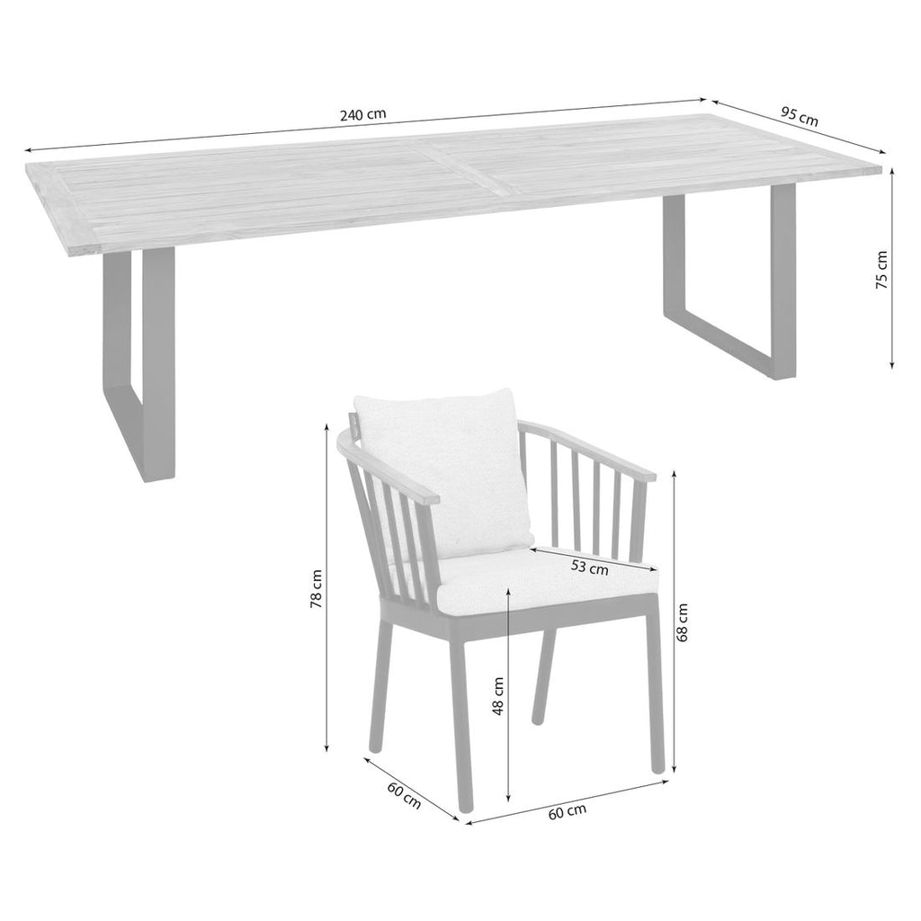 Hagemøbelsett Condor 6 plasser teak aluminium montert i hage