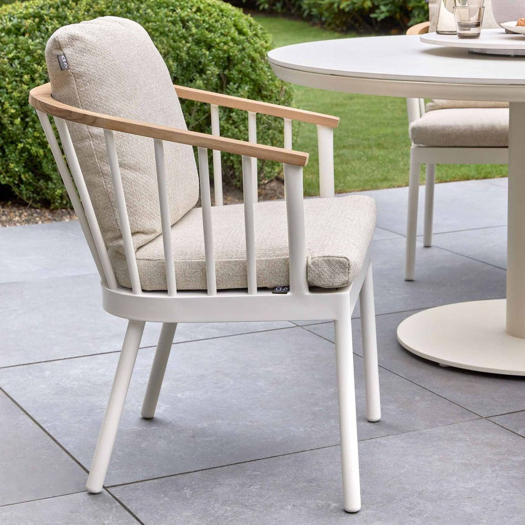 Hagemøbelsett Condor 6 plasser teak aluminium teak bordplate detalj