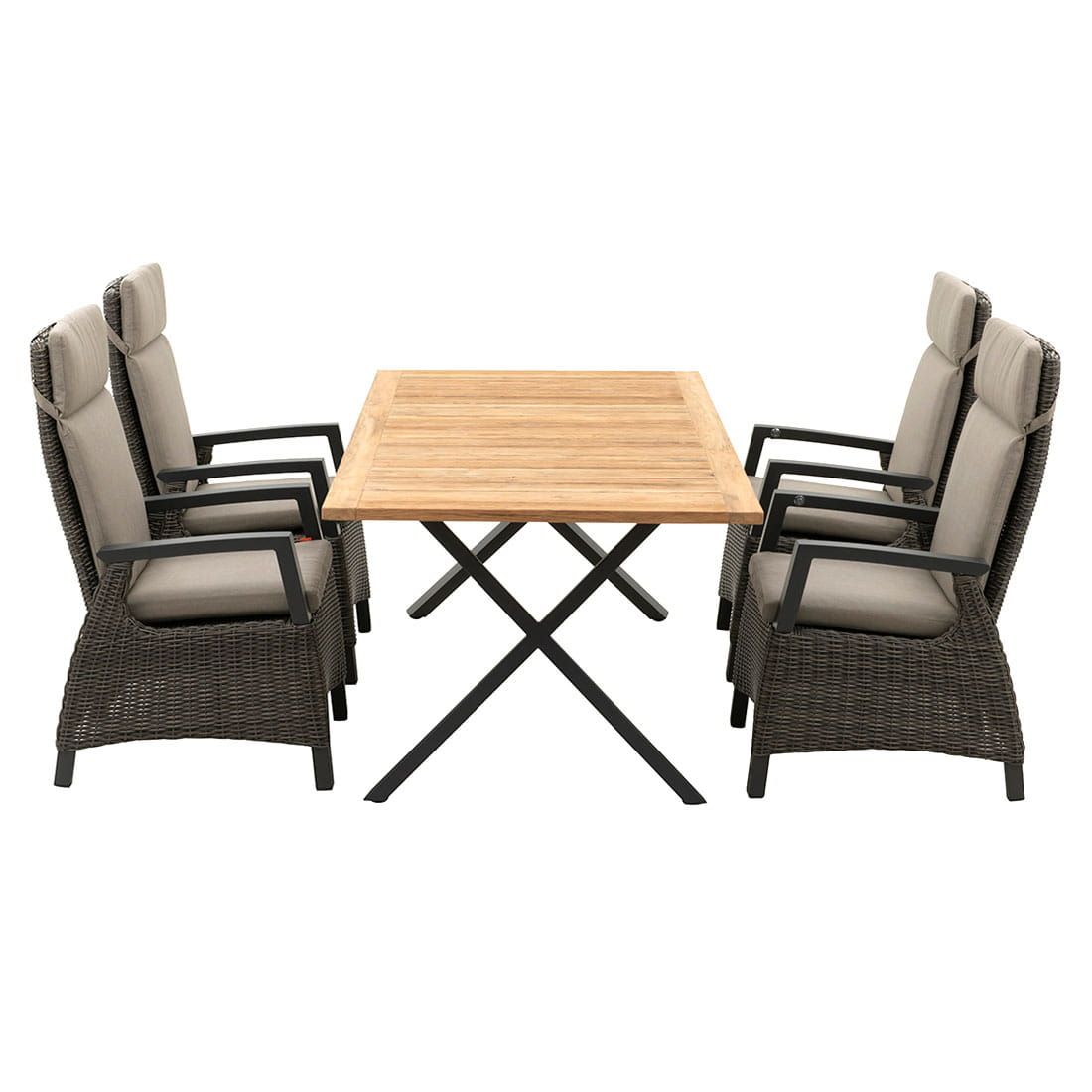 Hagemøbelsett Corido 5 deler aluminium teak bakside
