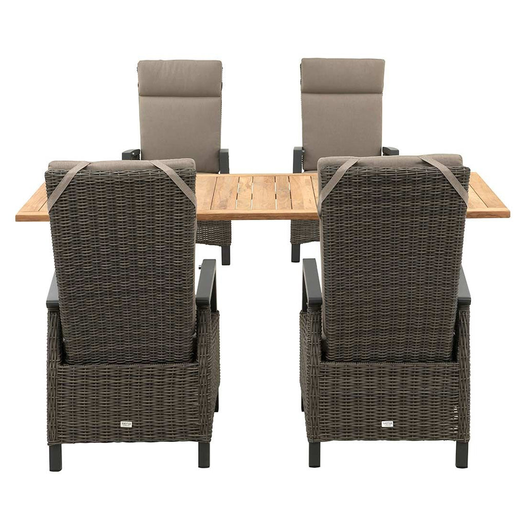 Hagemøbelsett Corido 5 deler aluminium teak montert på terrasse