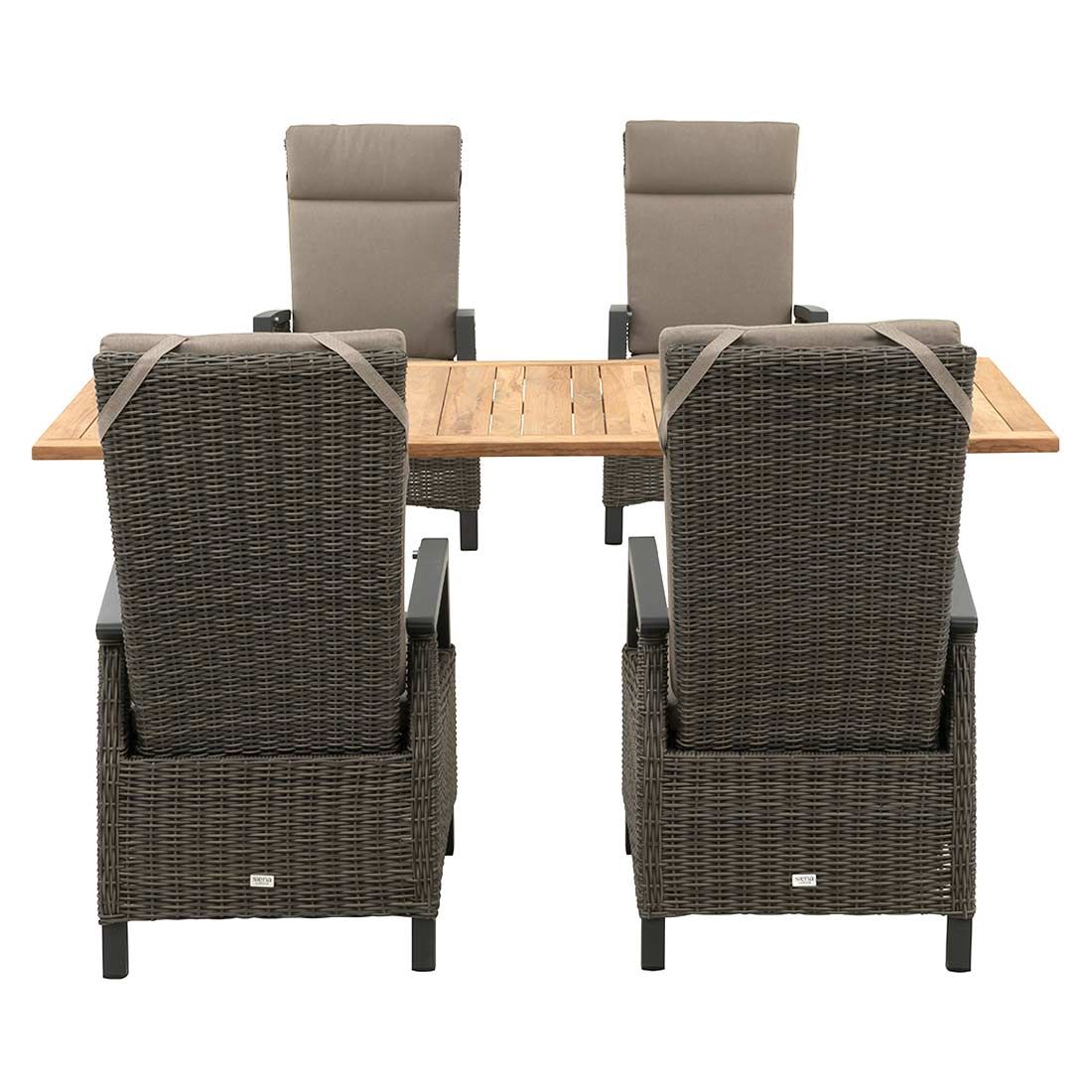 Hagemøbelsett Corido 5 deler aluminium teak montert på terrasse