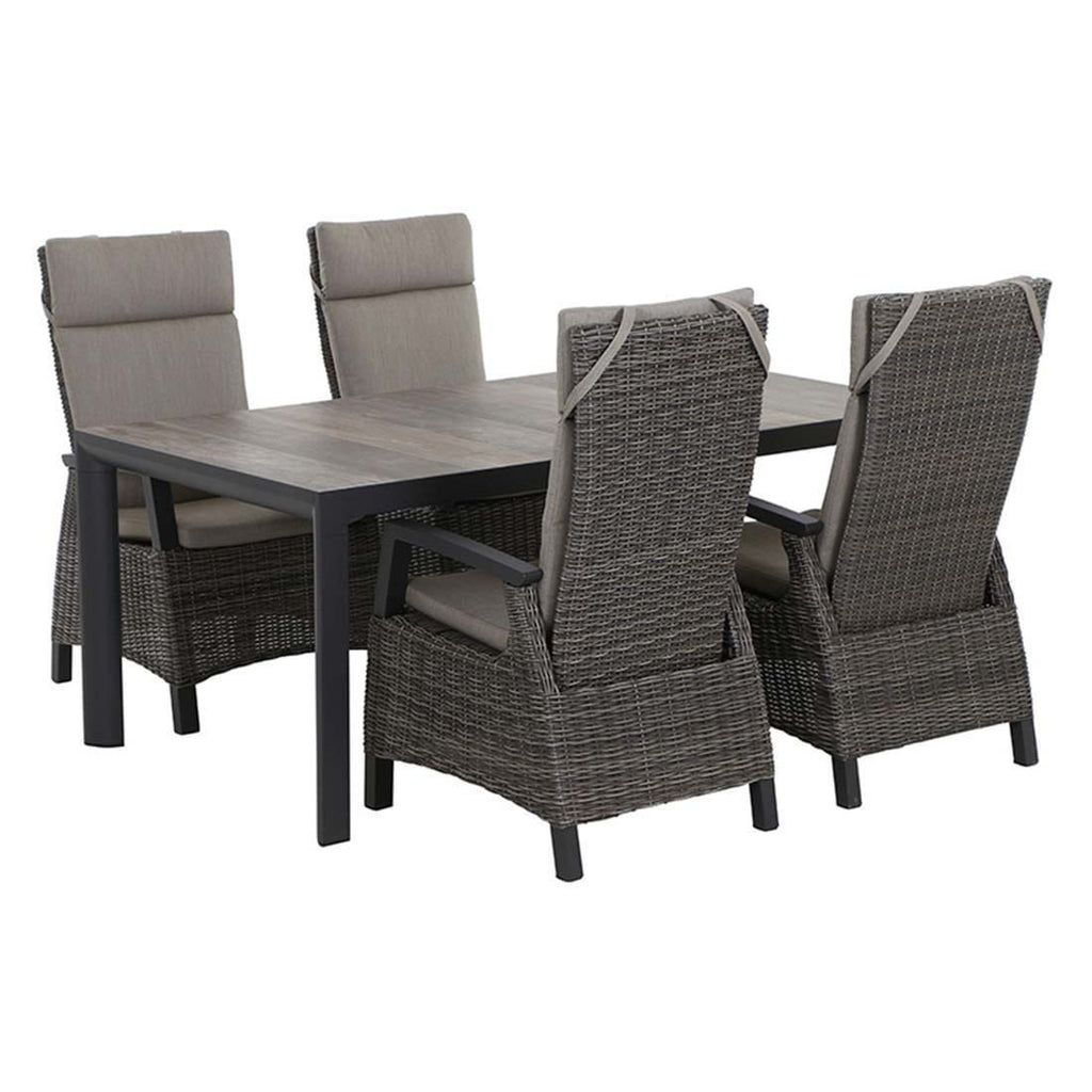 Hagemøbelsett Corido aluminium/keramikk 182x100cm 4 plasser forfra