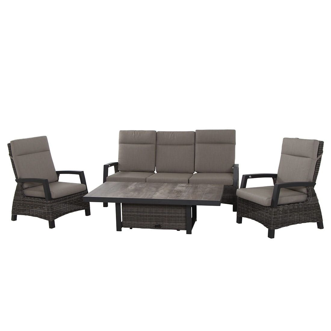 Hagemøbelsett Corido flettverk/keramikk 160x90cm bakside