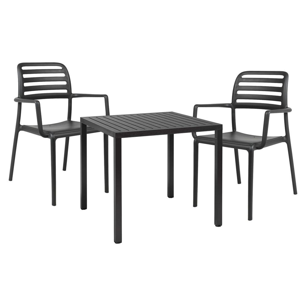 Hagemøbelsett Costa 2 plasser, plast 80x80 cm forfra