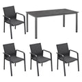 Hagemøbelsett Cubic 4 plasser aluminium HPL 160x95 cm forfra