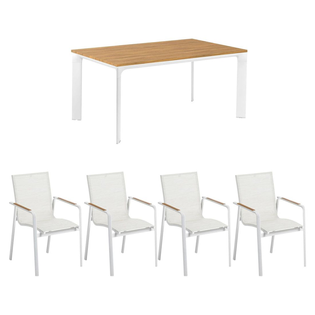 Hagemøbelsett Diamond 4 plasser teak og textilen bakside