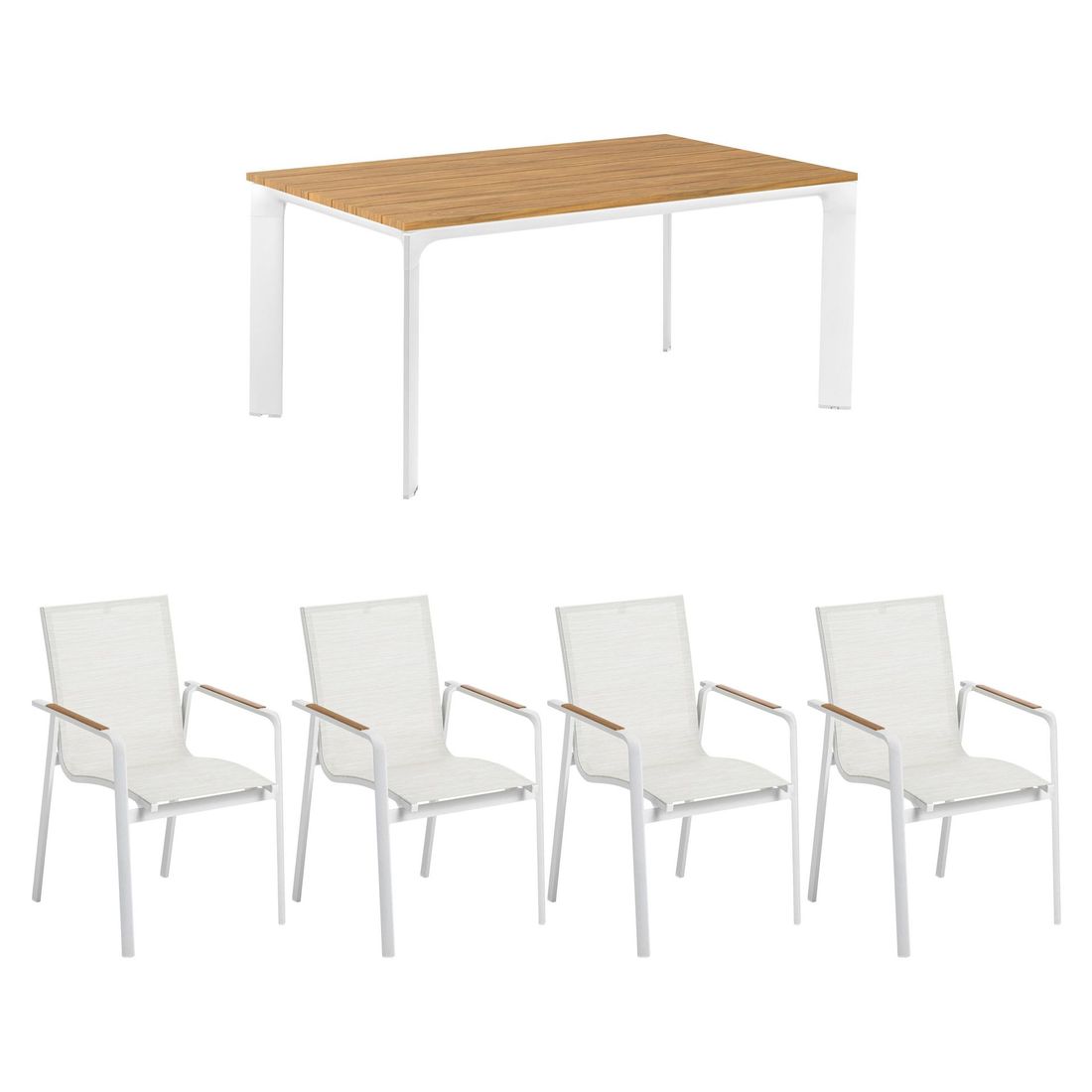 Hagemøbelsett Diamond 4 plasser teak og textilen bakside